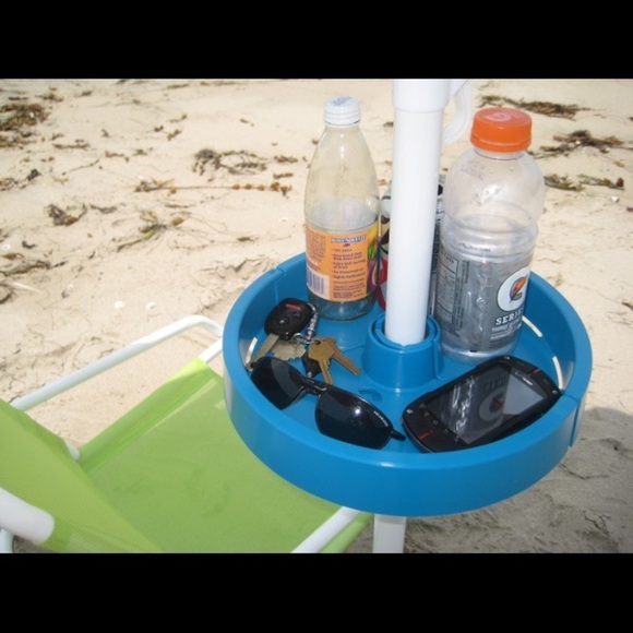 NWT Detachable Umbrella Pole Shelf Green Condiment Holder Patio Beach BBQ NEW - Picture 4 of 11